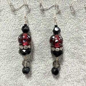 Red and Black Beaded Earrings
